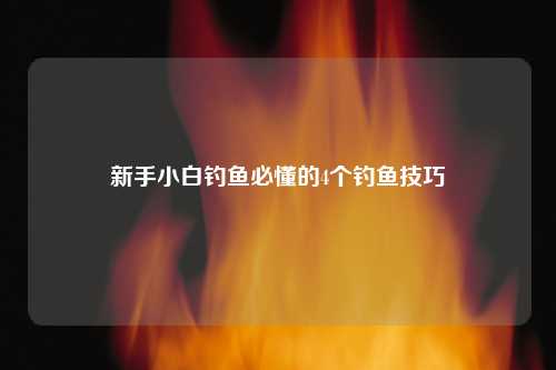 新手小白钓鱼必懂的4个钓鱼技巧