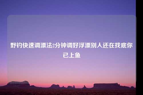 野钓快速调漂法2分钟调好浮漂别人还在找底你已上鱼