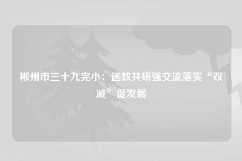 郴州市三十九完小：送教共研强交流落实“双减”促发展