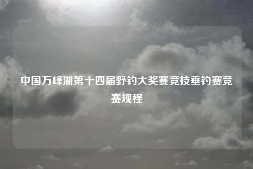 中国万峰湖第十四届野钓大奖赛竞技垂钓赛竞赛规程