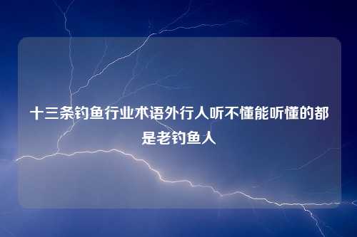 十三条钓鱼行业术语外行人听不懂能听懂的都是老钓鱼人