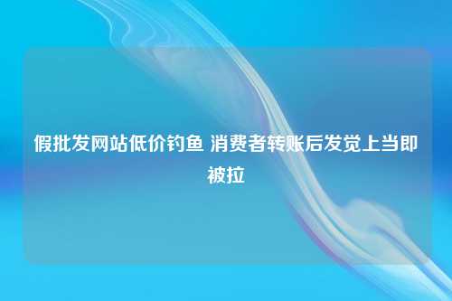 假批发网站低价钓鱼 消费者转账后发觉上当即被拉