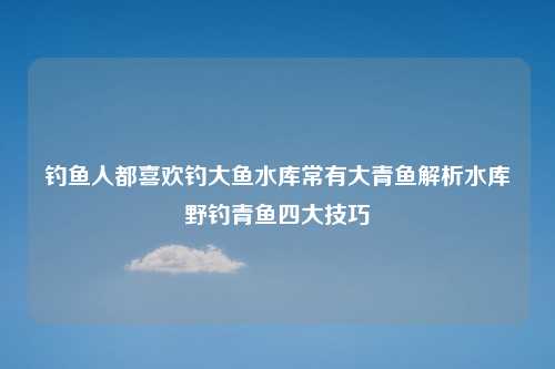 钓鱼人都喜欢钓大鱼水库常有大青鱼解析水库野钓青鱼四大技巧