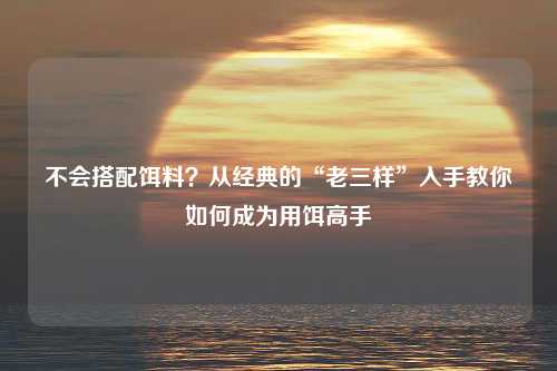 不会搭配饵料？从经典的“老三样”入手教你如何成为用饵高手