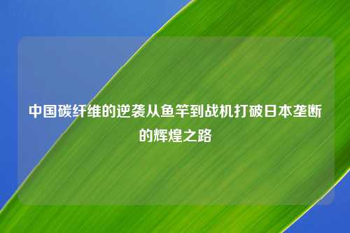 中国碳纤维的逆袭从鱼竿到战机打破日本垄断的辉煌之路