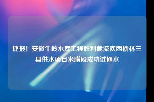 捷报！安徽牛岭水库工程胜利截流陕西榆林三县供水项目米脂段成功试通水