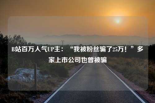 B站百万人气UP主：“我被粉丝骗了25万！”多家上市公司也曾被骗