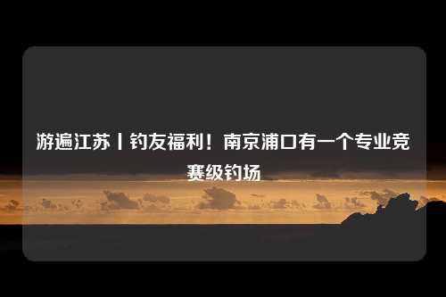 游遍江苏丨钓友福利！南京浦口有一个专业竞赛级钓场