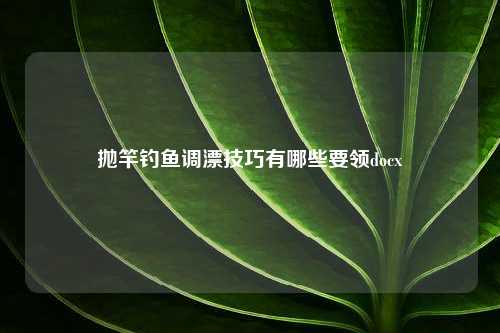 抛竿钓鱼调漂技巧有哪些要领docx