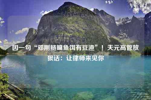 因一句“邓刚鲢鳙鱼饵有豆渣”！天元高管放狠话：让律师来见你