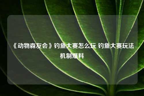 《动物森友会》钓鱼大赛怎么玩 钓鱼大赛玩法机制爆料