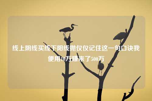 线上阴线买线下阳线抛仅仅记住这一句口诀我便用10万赚来了500万