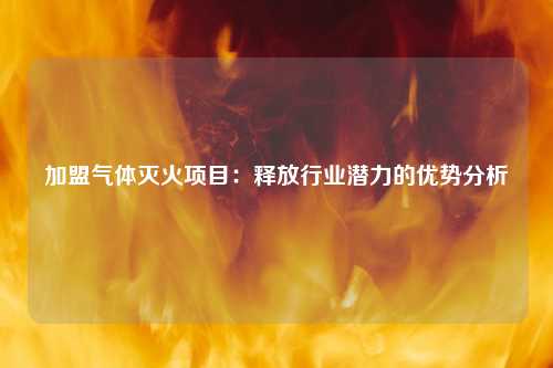 加盟气体灭火项目：释放行业潜力的优势分析