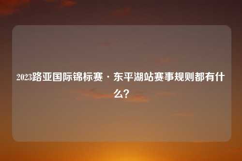 2023路亚国际锦标赛·东平湖站赛事规则都有什么？