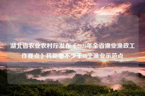 湖北省农业农村厅发布《2023年全省渔业渔政工作要点》将新增不少于40个渔业示范点