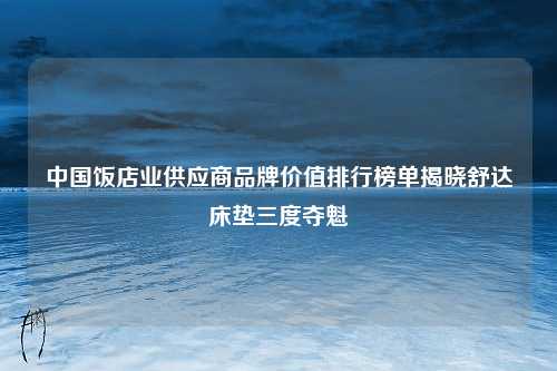 中国饭店业供应商品牌价值排行榜单揭晓舒达床垫三度夺魁