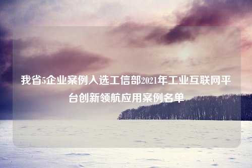 我省5企业案例入选工信部2021年工业互联网平台创新领航应用案例名单