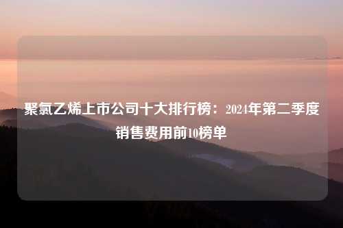 聚氯乙烯上市公司十大排行榜：2024年第二季度销售费用前10榜单