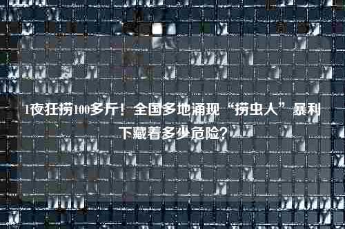 1夜狂捞100多斤！全国多地涌现“捞虫人”暴利下藏着多少危险？