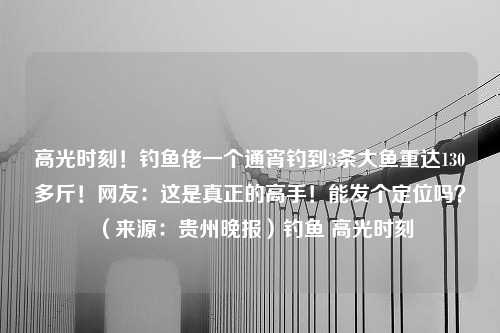 高光时刻！钓鱼佬一个通宵钓到3条大鱼重达130多斤！网友：这是真正的高手！能发个定位吗？（来源：贵州晚报）钓鱼 高光时刻